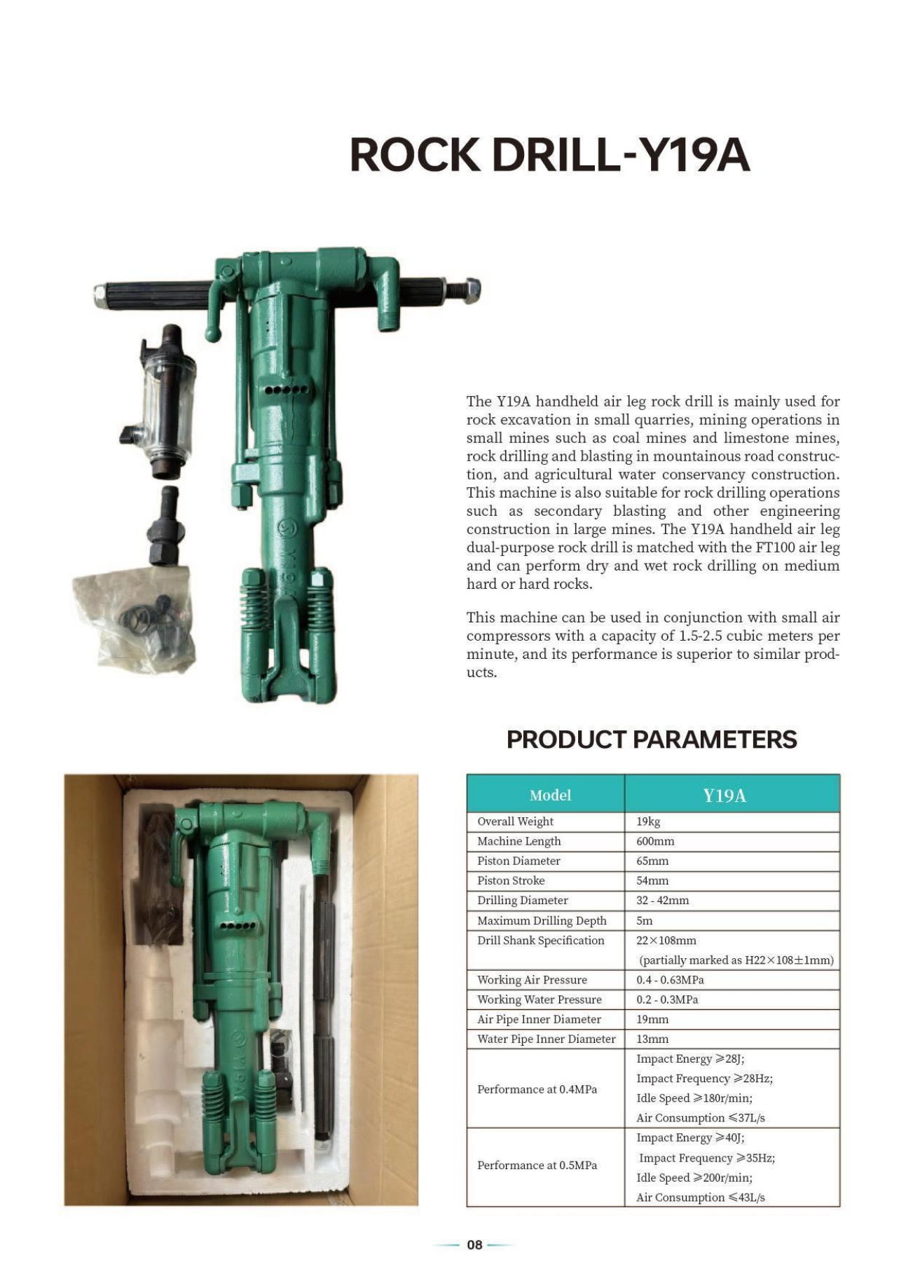 sanwei air pick rock drill catalog page 0009